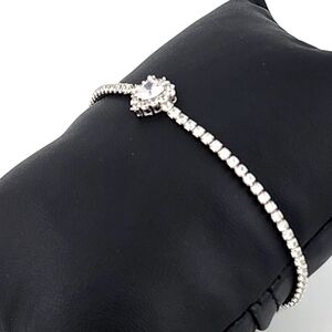 Elegant Silver Adjustable Heart Bracelet Stamped 925